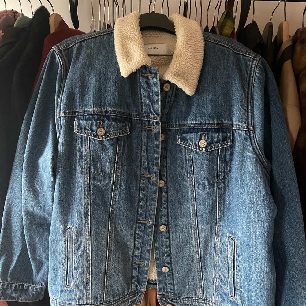 Blue Denim Jacket with Sherpa Collar
